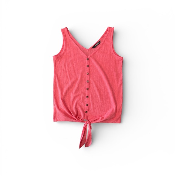 Dunnes Tops - Dunnes Pink Button-Down Tie-Front Tank Top size S